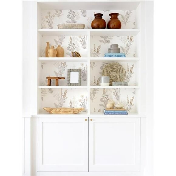 Peel and Stick Floral Wallpaper Beige Boho Removable Contact Paper 118in - Picture 4 of 7